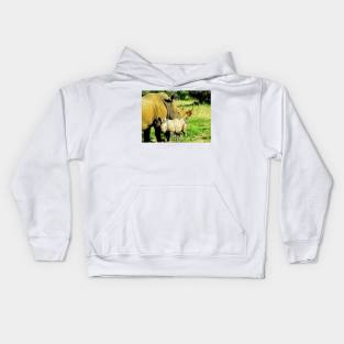 African Wildlife Photography Rhinoceros Mother and Calf Kids Hoodie